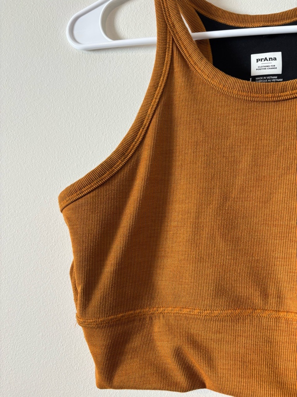 prAna Becksa Bralette - Copper Ribbed Yoga Womens Hiking Sports Bra - Size L - Picture 4 of 8